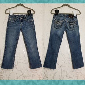 Miss Me Cropped Raw Hem Embellished Jeans
